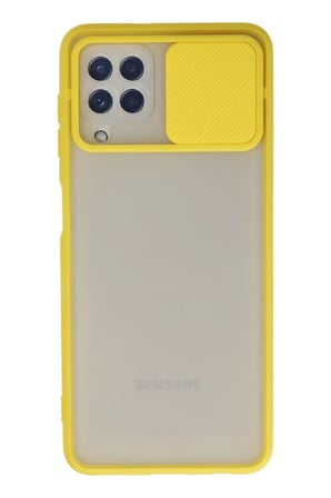 Uray store Samsung Galaxy A22 Kılıf Palm Buzlu Kamera Sürgülü Silikon - Sarı