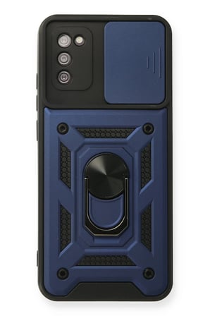 Uray store Samsung Galaxy A03S Kılıf Pars Lens Yüzüklü Silikon - Lacivert