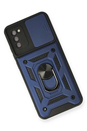 Uray store Samsung Galaxy A03S Kılıf Pars Lens Yüzüklü Silikon - Lacivert