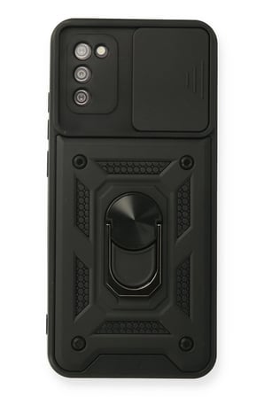 Uray store Samsung Galaxy A03S Kılıf Pars Lens Yüzüklü Silikon - Siyah