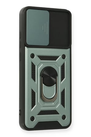 Uray store Samsung Galaxy A03S Kılıf Pars Lens Yüzüklü Silikon - Yeşil