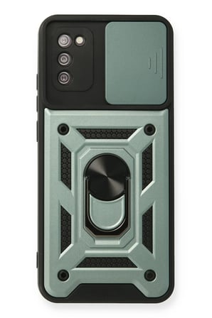 Uray store Samsung Galaxy A03S Kılıf Pars Lens Yüzüklü Silikon - Yeşil