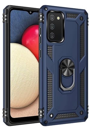 Uray store Samsung Galaxy A03S Kılıf Sofya Yüzüklü Silikon Kapak - Lacivert