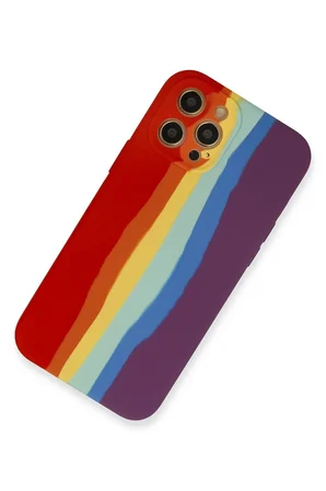 Uray store Apple iPhone 12 Pro Kılıf Ebruli Lansman Silikon - Kırmızı-Mor