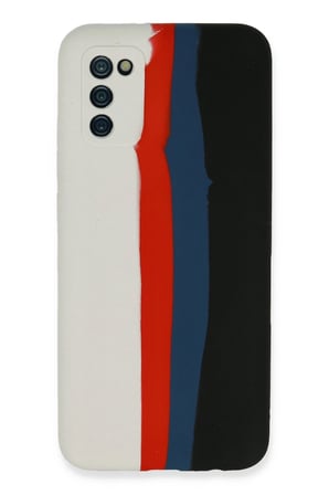 Uray store Samsung Galaxy A03S Kılıf Ebruli Lansman Silikon - Beyaz-Siyah