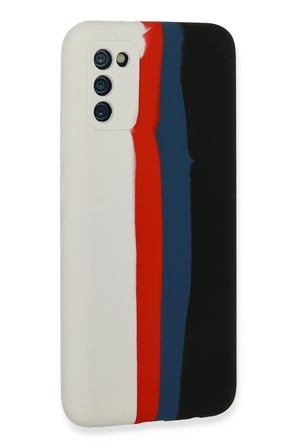 Uray store Samsung Galaxy A03S Kılıf Ebruli Lansman Silikon - Beyaz-Siyah