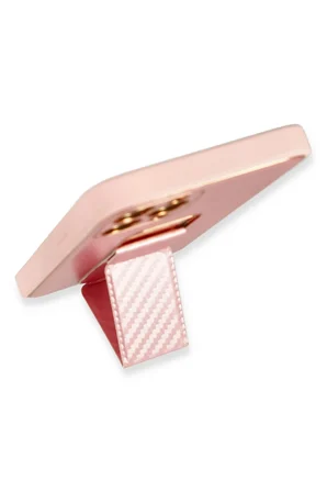 Uray store Apple iPhone 12 Pro Kılıf Coco Karbon Standlı Kapak - Pembe
