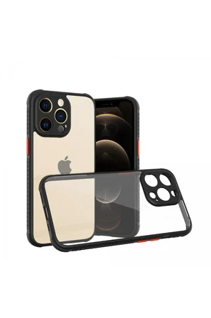 Uray store Apple iPhone 13 Pro Kılıf Miami Şeffaf Silikon - Siyah
