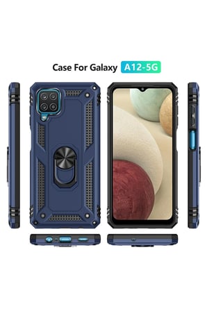 Uray store Samsung Galaxy A22 Kılıf Sofya Yüzüklü Silikon Kapak - Lacivert