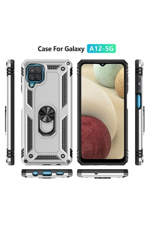Uray store Samsung Galaxy A22 Kılıf Sofya Yüzüklü Silikon Kapak - Gümüş