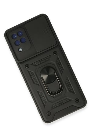 Uray store Samsung Galaxy A22 Kılıf Pars Lens Yüzüklü Silikon - Siyah