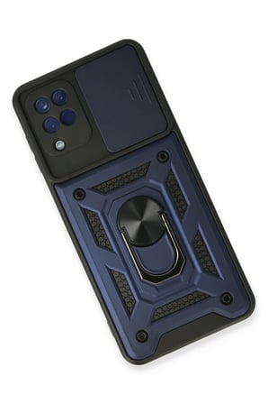 Uray store Samsung Galaxy A22 Kılıf Pars Lens Yüzüklü Silikon - Lacivert