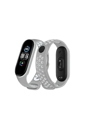 Uray store Xiaomi Mi Band 4 Spor Delikli Kordon - Gri-Beyaz