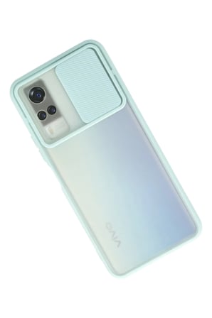 Uray store Vivo Y53S Kılıf Palm Buzlu Kamera Sürgülü Silikon - Turkuaz