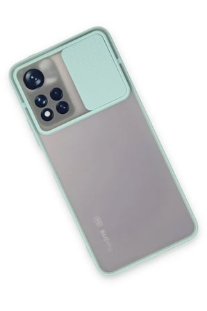 Uray store Xiaomi Redmi Note 11T Kılıf Palm Buzlu Kamera Sürgülü Silikon - Turkuaz