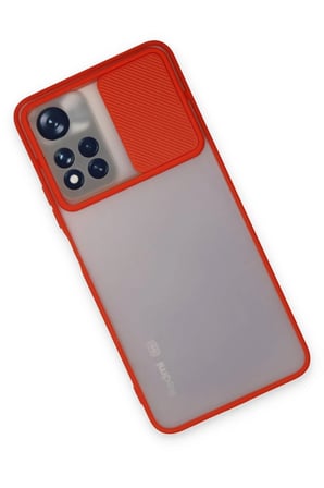 Uray store Xiaomi Redmi Note 11 Pro Plus 5G Kılıf Palm Buzlu Kamera Sürgülü Silikon - Kırmızı