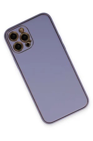 Uray store Apple iPhone 12 Pro Max Kılıf Coco Deri Silikon Kapak - Açık Lila