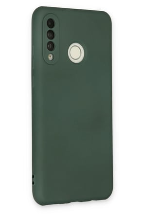 Uray store Huawei P30 Lite Kılıf Nano içi Kadife Silikon - Koyu Yeşil