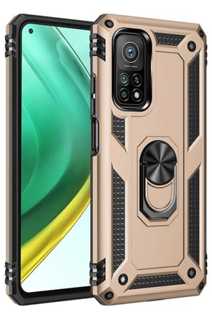 Uray store Xiaomi Mi 10T Pro Kılıf Sofya Yüzüklü Silikon Kapak - Gold