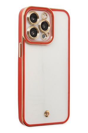 Uray store Apple iPhone 13 Pro Max Kılıf Liva Lens Silikon - Kırmızı