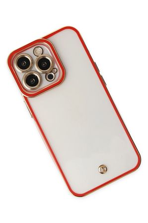 Uray store Apple iPhone 13 Pro Max Kılıf Liva Lens Silikon - Kırmızı