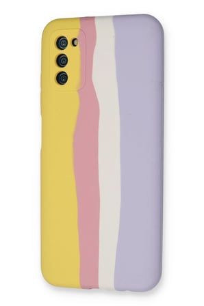 Uray store Samsung Galaxy A03S Kılıf Ebruli Lansman Silikon - Sarı-Mavi