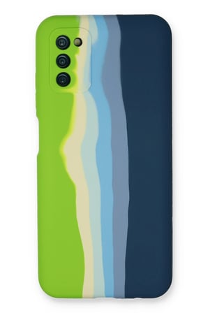 Uray store Samsung Galaxy A03S Kılıf Ebruli Lansman Silikon - Yeşil-Koyu Yeşil