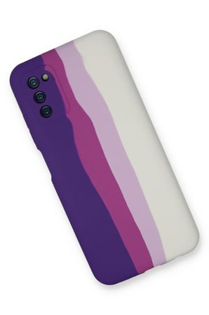 Uray store Samsung Galaxy A03S Kılıf Ebruli Lansman Silikon - Mor-Beyaz