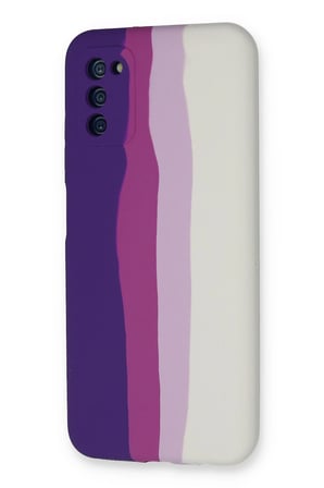 Uray store Samsung Galaxy A03S Kılıf Ebruli Lansman Silikon - Mor-Beyaz