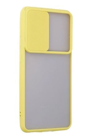 Uray store Samsung Galaxy S21 FE Kılıf Palm Buzlu Kamera Sürgülü Silikon - Sarı