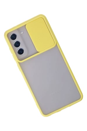 Uray store Samsung Galaxy S21 FE Kılıf Palm Buzlu Kamera Sürgülü Silikon - Sarı
