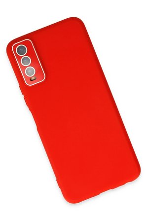 Uray store Vivo Y11S Kılıf Lansman Glass Kapak - Kırmızı