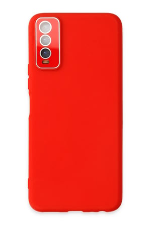 Uray store Vivo Y11S Kılıf Lansman Glass Kapak - Kırmızı