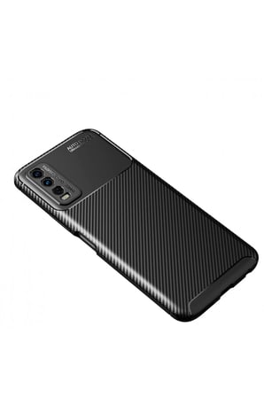 Uray store Vivo Y11S Kılıf Auto Focus Karbon Kapak - Siyah