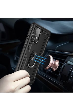 Uray store Samsung Galaxy A33 5G Kılıf Sofya Yüzüklü Silikon Kapak - Siyah