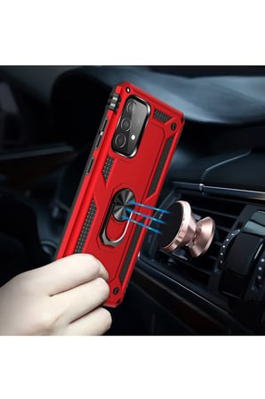 Uray store Samsung Galaxy A33 5G Kılıf Sofya Yüzüklü Silikon Kapak - Kırmızı
