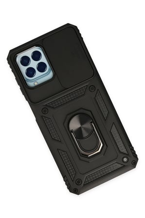 Uray store Samsung Galaxy M33 Kılıf Pars Lens Yüzüklü Silikon - Siyah
