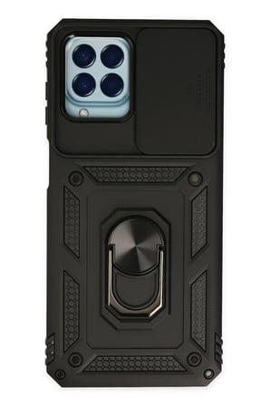 Uray store Samsung Galaxy M33 Kılıf Pars Lens Yüzüklü Silikon - Siyah