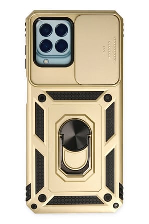 Uray store Samsung Galaxy M33 Kılıf Pars Lens Yüzüklü Silikon - Gold