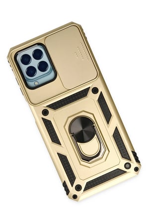 Uray store Samsung Galaxy M33 Kılıf Pars Lens Yüzüklü Silikon - Gold