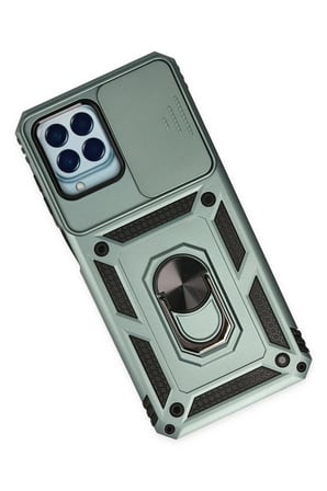 Uray store Samsung Galaxy M33 Kılıf Pars Lens Yüzüklü Silikon - Yeşil