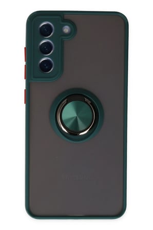 Uray store Samsung Galaxy S21 FE Kılıf Montreal Yüzüklü Silikon Kapak - Yeşil