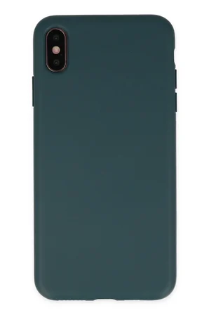 Uray store Apple iPhone XS Max Kılıf Nano içi Kadife Silikon - Koyu Yeşil