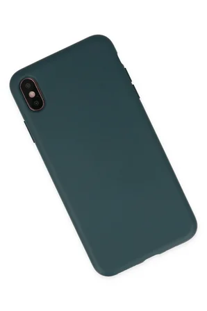 Uray store Apple iPhone XS Max Kılıf Nano içi Kadife Silikon - Koyu Yeşil