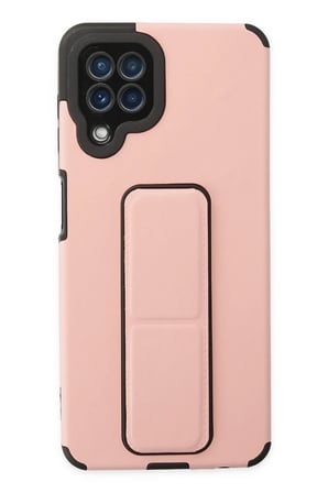 Uray store Samsung Galaxy A22 Kılıf Mega Standlı Silikon - Pudra