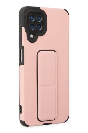 Uray store Samsung Galaxy A22 Kılıf Mega Standlı Silikon - Pudra