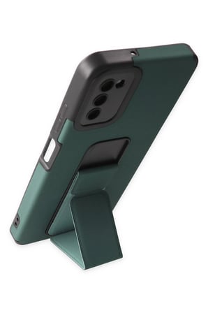 Uray store Samsung Galaxy A03S Kılıf Mega Standlı Silikon - Yeşil