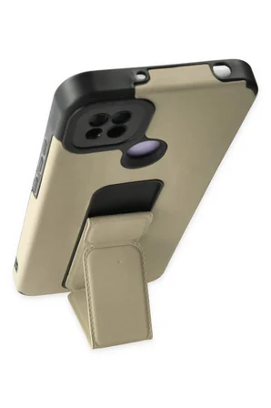 Uray store Xiaomi Redmi 9C Kılıf Mega Standlı Silikon - Gold