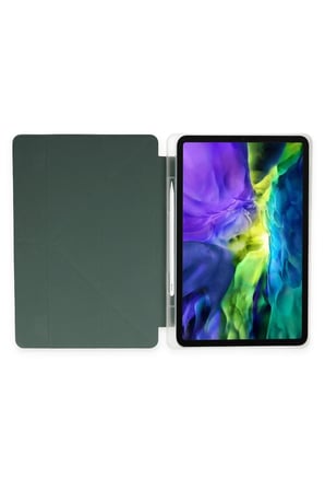 Uray store Apple iPad 10.2 (8.nesil) Kılıf Kalemlikli Mars Tablet Kılıfı - Koyu Yeşil