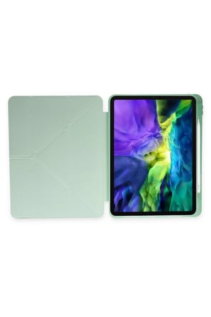 Uray store Apple iPad Air 4 10.9 Kılıf Kalemlikli Mars Tablet Kılıfı - Açık Yeşil